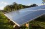 Large industrial solar power panel installation in a tropical environment.